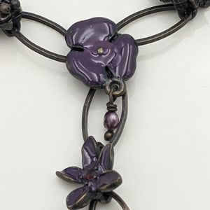 Danish Design Purple Black Drop Floral Necklace